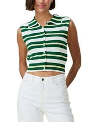 Rowing Blazers - Striped Knit Collared Button Up Cashmere-Blend Tank - Lyst