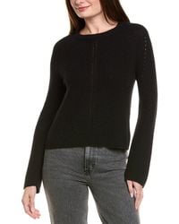 Hannah Rose - Picot Stitch Shaker Crewneck Cashmere-Blend Sweater - Lyst