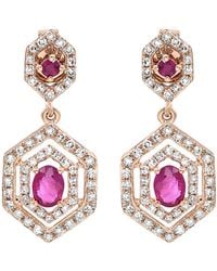 Diana M. Jewels - Fine Jewelry 14k Rose Gold 1.51 Ct. Tw. Diamond & Ruby Earrings - Lyst