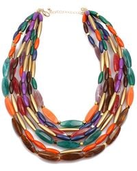 Liv Oliver - 18k Plated 75.00 Ct. Tw. Agate Layered Necklace - Lyst