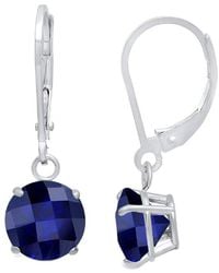 MaxColor - Silver 1.80 Ct. Tw. Lab-grown Blue Sapphire Dangle Earrings - Lyst
