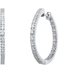Genevive Jewelry - Silver Cz Hoop Earrings - Lyst