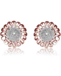 Genevive Jewelry - 18k Rose Gold Vermeil Cz Studs - Lyst