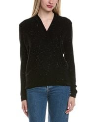 Sofiacashmere - Sequin Faux Wrap Wool & Cashmere-Blend Sweater - Lyst
