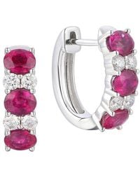 Gregg Ruth - 14K 2.43 Ct. Tw. Diamond & Ruby Huggie Earring - Lyst