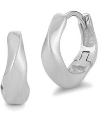 Glaze Jewelry - Silver Twist Huggie Earrings - Lyst