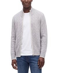 N.Peal Cashmere - Contrast Cable Full Zip 100% Cashmere Mock Neck Sweater - Lyst