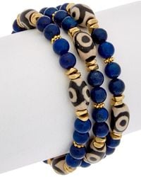 Rachel Reinhardt Jewelry - Set Of 3 14k Plated Gemstone Stretch Bracelet - Lyst