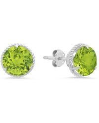 MaxColor - 14k 3.40 Ct. Tw. Peridot Halo Studs - Lyst