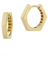 Italian Gold - 14k Hexagon Huggie Earrings - Lyst