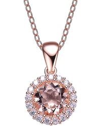 Genevive Jewelry - 14k Rose Gold Vermeil Cz Necklace - Lyst