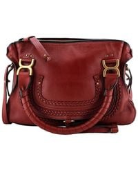 Chloé - Burgundy Leather Marcie Braided Satchel Medium (Authentic Pre-Loved) - Lyst