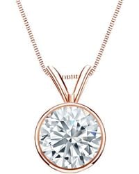 Sabrina Designs Lab Grown Diamonds - 14K Rose 3.00 Ct. Tw. Lab-Grown Diamond Solitaire Necklace - Lyst