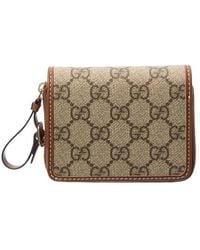 Gucci - Emblem Mini Gg Supreme Canvas & Leather Zip Around Wallet - Lyst