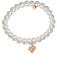 Jane Basch - 14k Rose Gold Diamond & 6mm Pearl Initial Stretch Bracelet (a-z) - Lyst