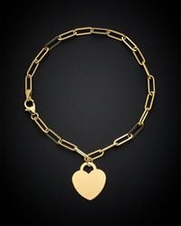 Italian Gold - 14k Heart Charm Bracelet - Lyst