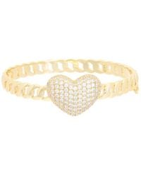 Juvell - 18K Plated Cz Heart Link Bangle Bracelet - Lyst