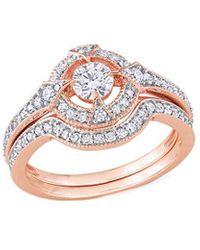 Rina Limor - 14k Rose Gold 0.74 Ct. Tw. Diamond Halo Ring - Lyst