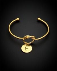Italian Gold Over Silver - 18k Italian Rose Gold Vermeil Love Knot Initial Bangle Bracelet (a-z) - Lyst