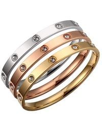 Liv Oliver - 18k Tri-tone Plated 2.00 Ct. Tw. Gemstone Cz Embellished Bangle Bracelet - Lyst