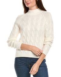 Kier + J - Kier + J Mock Neck Cable Wool & Cashmere-Blend Sweater - Lyst