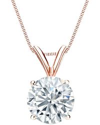 Sabrina Designs Lab Grown Diamonds - 14K Rose 4.00 Ct. Tw. Lab-Grown Diamond Solitaire Necklace - Lyst