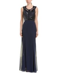 Basix Black Label Beaded V-back Gown - Blue