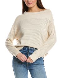 Lafayette 148 New York - Metallic Stripe Bateau Neck Silk-blend Sweater - Lyst