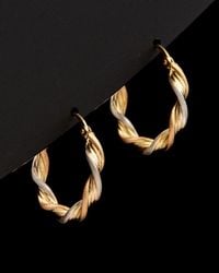 Italian Gold - 14k Tri-tone Satin Twist Hoops - Lyst