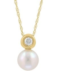 Effy Fine Jewelry - 14k 0.10 Ct. Tw. Diamond & 7mm Pearl Necklace - Lyst