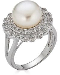 Belpearl - Silver 9mm Pearl Cz Ring - Lyst