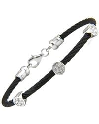Diamond Select Cuts - Round & Stainless Steel 0.05 Ct. Tw. Diamond Bangle Bracelet - Lyst