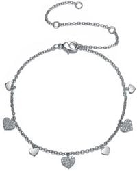 Rachel Glauber - Rhodium Plated Cz Heart Charm Bracelet - Lyst