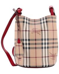 Burberry - Haymarket Coated Canvas Lorne Bucket Bag Small (Authentic Pre-Loved) - Lyst
