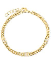 Sterling Forever - 14k Plated Cz Amalia Mixed Link Bracelet - Lyst