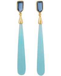 Liv Oliver - 18k Over Silver 58.75 Ct. Tw. Gemstone Drop Earrings - Lyst