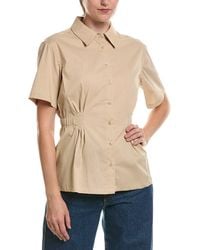 Anne Klein - Pleated Waist Button-Up Shirt - Lyst