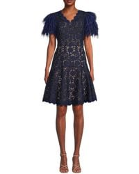 Shani - Lace & Feather Novelty Mini Dress - Lyst