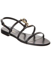 Saint Laurent - Cassandre Leather Sandals - Lyst