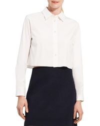 Theory - Crop Classic Shirt - Lyst