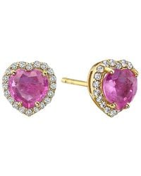 Forever Creations USA Inc. - Forever Creations 14k 2.13 Ct. Tw. Diamond & Pink Sapphire Halo Heart Earrings - Lyst