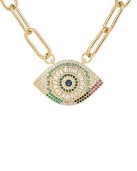 Eye Candy LA - Luxe Titanium Cz Evil Eye Necklace - Lyst