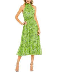 Mac Duggal - Tea-Length V-Neck Sequin Beaded Ruffle Dress - Lyst