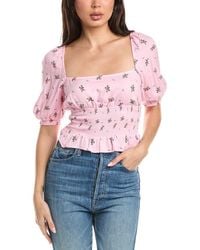 AFRM - Haley Smocking Waist Puff Sleeve Top - Lyst