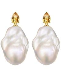 Kai Fine Jewelry - 14K 0.70 Ct. Tw. Citrine & 16-17Mm Pearl Drop Earrings - Lyst