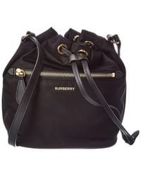 Burberry - Drawstring Nylon Bucket Bag - Lyst