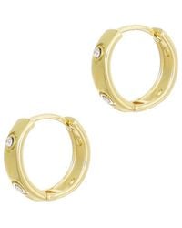 Adornia - 14K Plated Cz-Dotted Hoop Earrings - Lyst