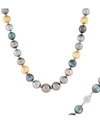 Masako Pearls - Splendid Pearls 14K 0.02 Ct. Tw. Diamond & 11-13Mm Tahitian & South Sea Pearl Necklace - Lyst