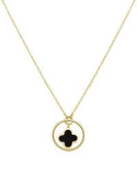 Italian Gold - 14K Onyx Clover Pendant - Lyst