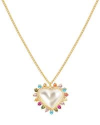 Gabi Rielle - 14k Over Silver Pearl Cz Sweet Heart Necklace - Lyst